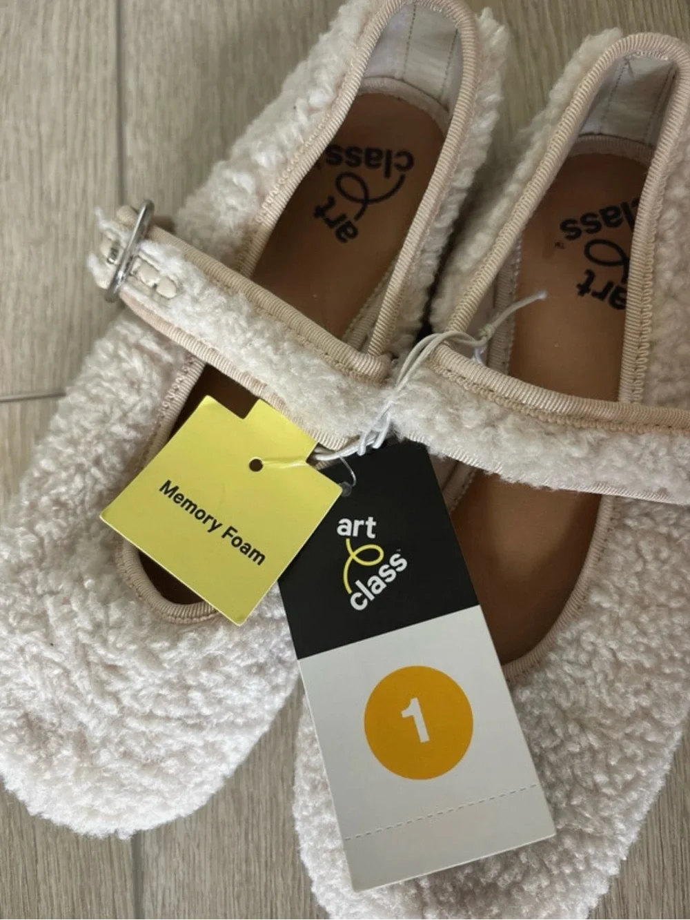 art class Cream Sherpa Mary Jane Shoes for Kids